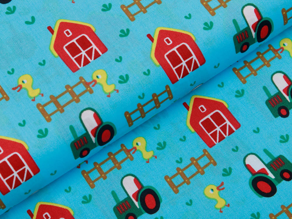 Webware Baumwolle Popeline - Bauernhof