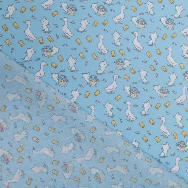 Webware Baumwolle Popeline - Gänse und Katzen