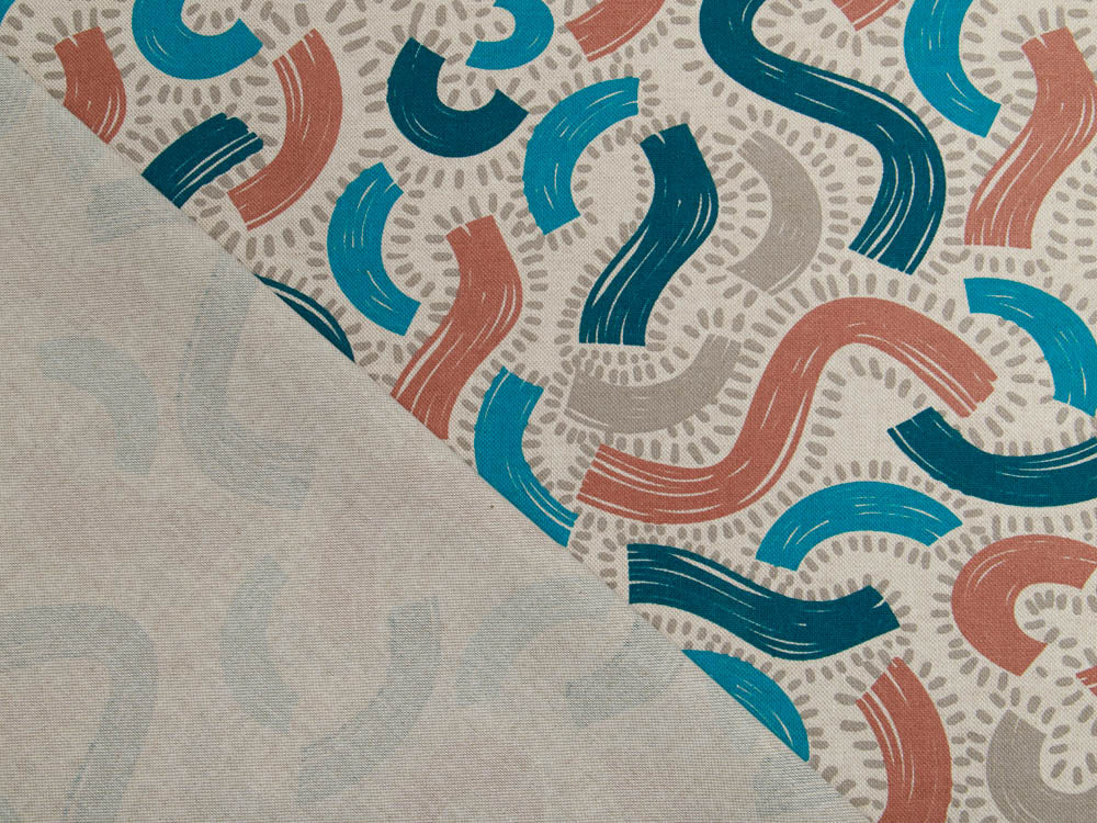 Dekostoff Leinenoptik - Abstraktes Wellen Muster - natur