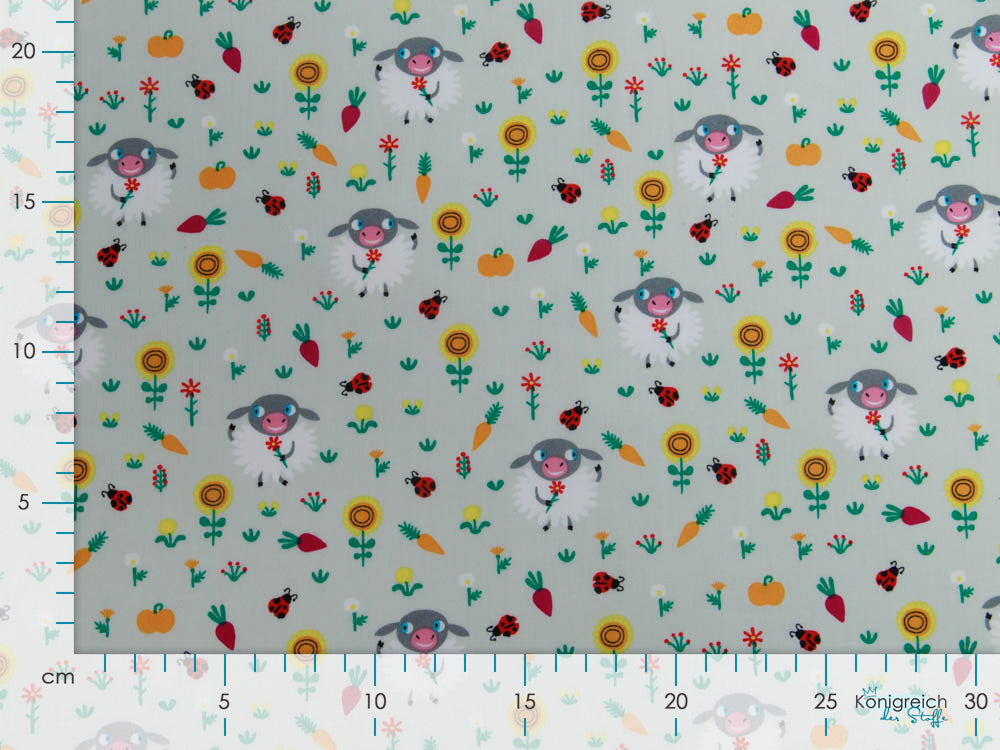 Webware Baumwolle Popeline - Schafe auf einer Wiese