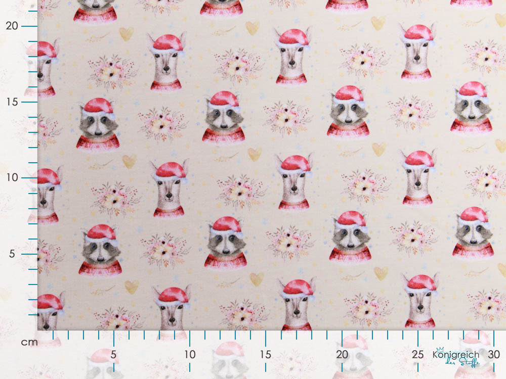 Sweat French Terry Fräulein von Julie - Rehe und Waschbären - Weihnachten