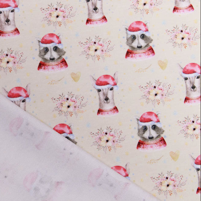 Sweat French Terry Fräulein von Julie - Rehe und Waschbären - Weihnachten