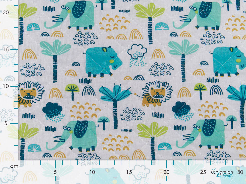 Französischer Rautenstepper Doubleface - wilde Zootiere und Punkte - weiß