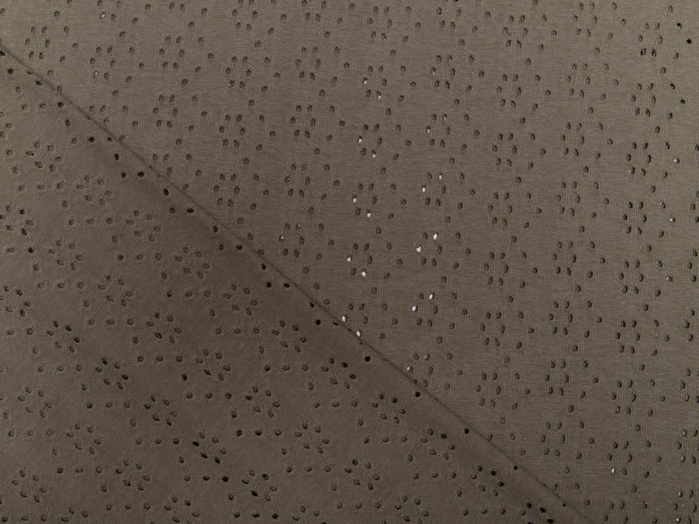 Jersey mit Lochstickerei Broderie - Blumen