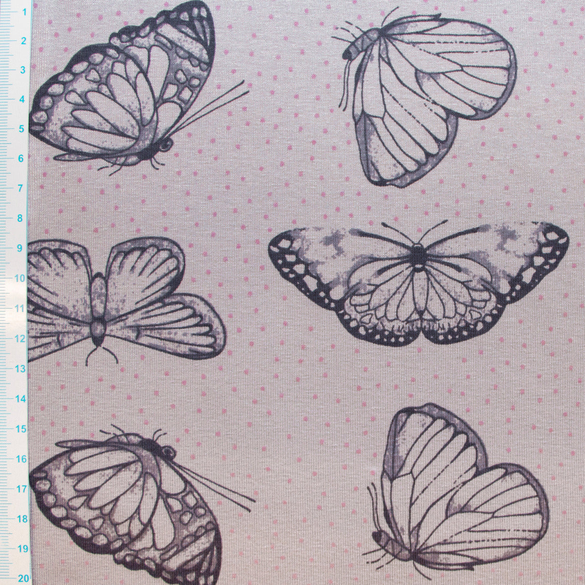 Jersey Baumwolle - Schmetterlinge - lila - grau