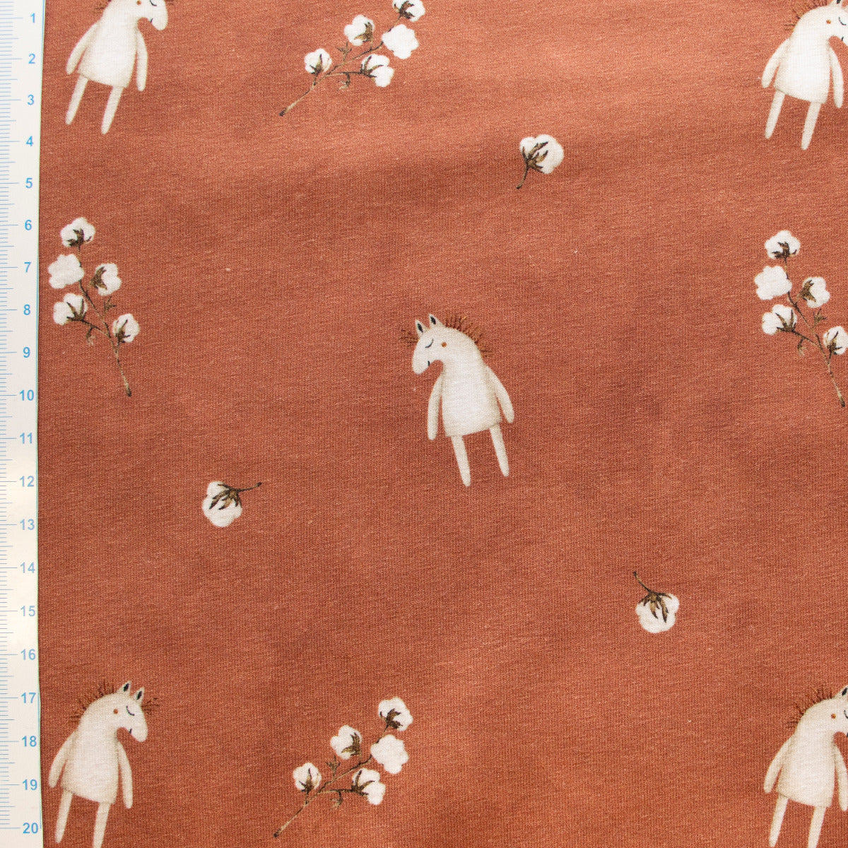 Jersey Baumwolle - Pferde - rotbraun