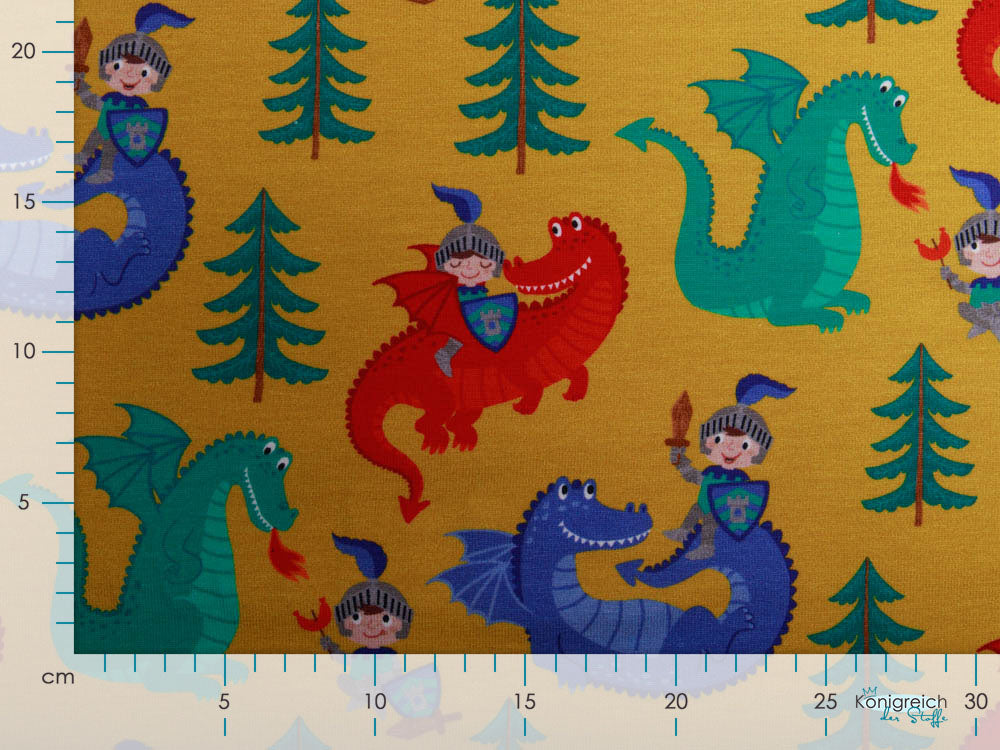 Jersey Swafing Ritter Drachenherz by Sandra Kretzmann - Ritter / Drachen - senf