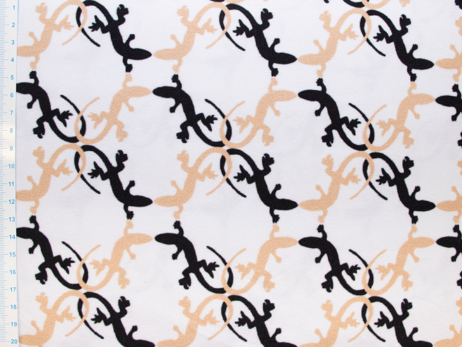 Jersey Baumwolle - Eidechsen-Ornament - weiß