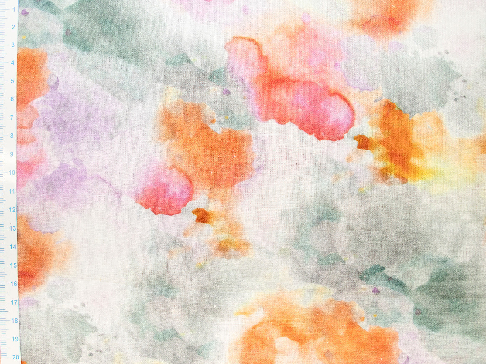 Leinen mit 10% Baumwolle gewebt- Abstraktes Muster - orange - grau