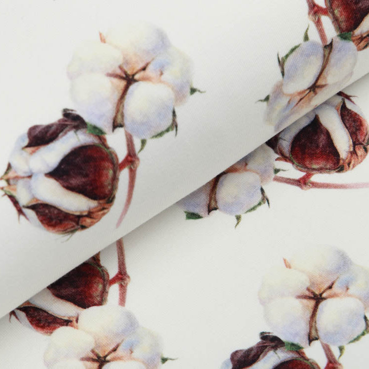 Jersey Digitaldruck Agena - Baumwollknospen - cremweiß