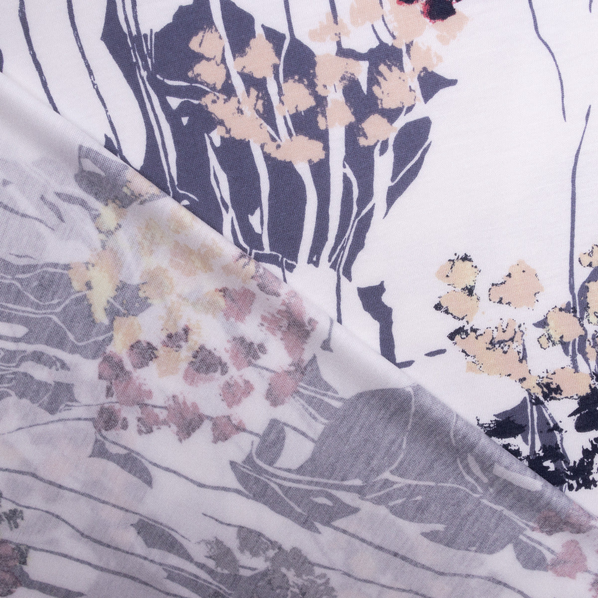 Single Jersey - abstraktes Muster - weiß