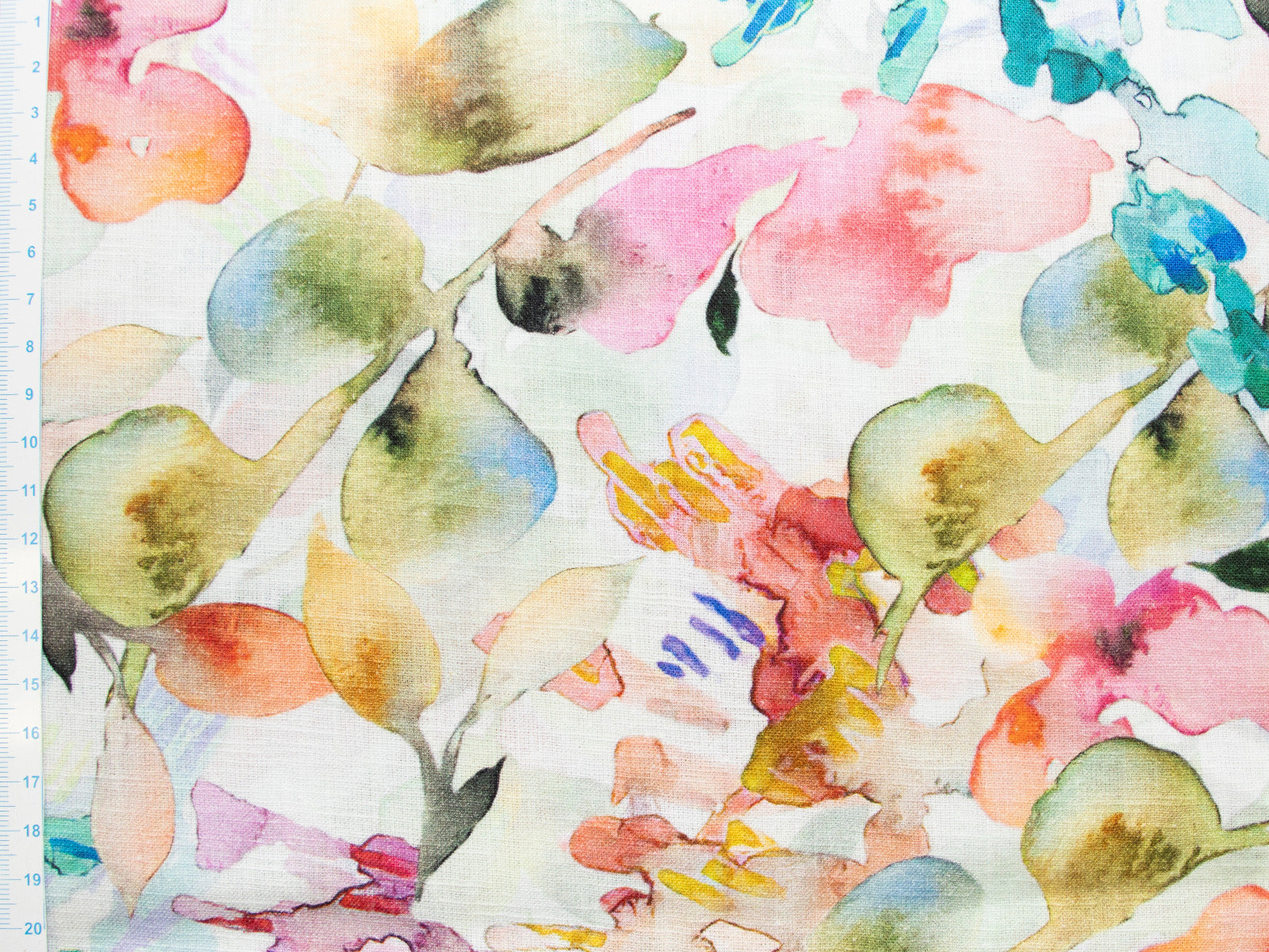 Leinen mit 10 % Baumwolle - Aquarell Blätter