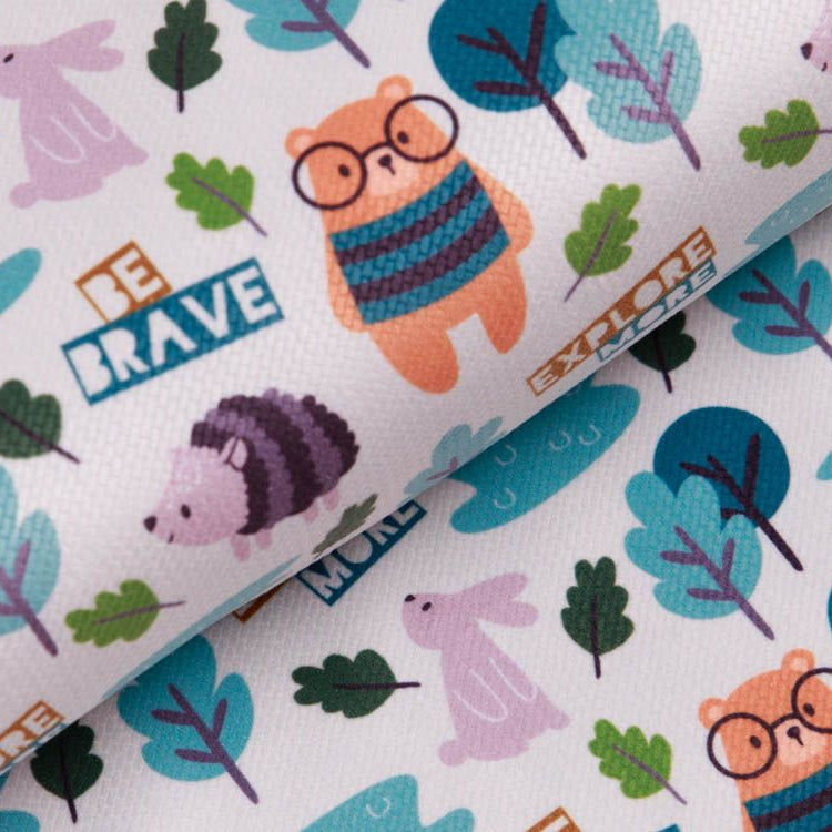 Struktur Velvet - Waldtiere auf Spurensuche - weiß