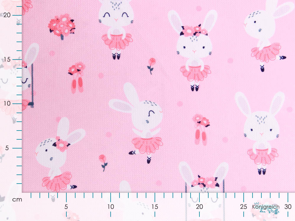 Struktur Velvet - schaukelnde Häschen - rosa