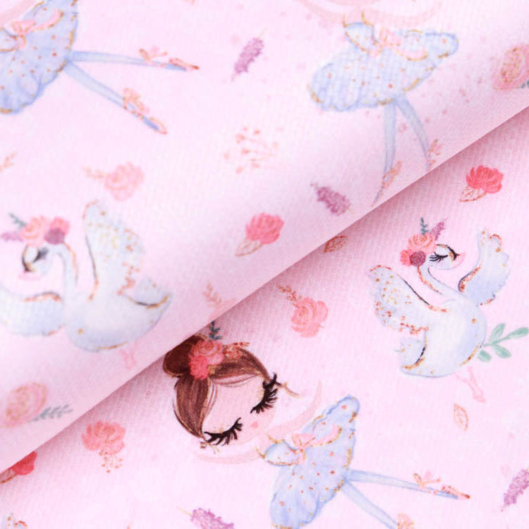 Struktur Velvet - kleine Ballerinas und Schwäne - rosa