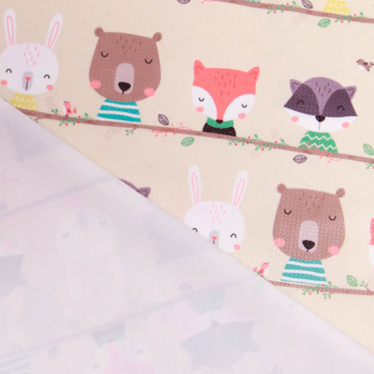 Struktur Velvet - schlafende Waldtiere - beige