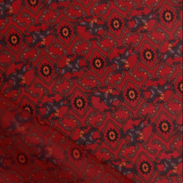 Leichter Sommer-Jacken- oder Futterstoff - Rennpferde - weinrot