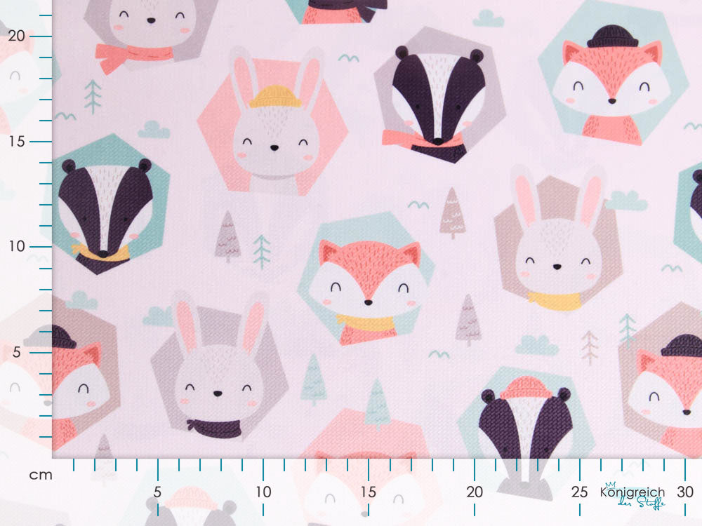 Struktur Velvet - Waldtiere - pastellrosa