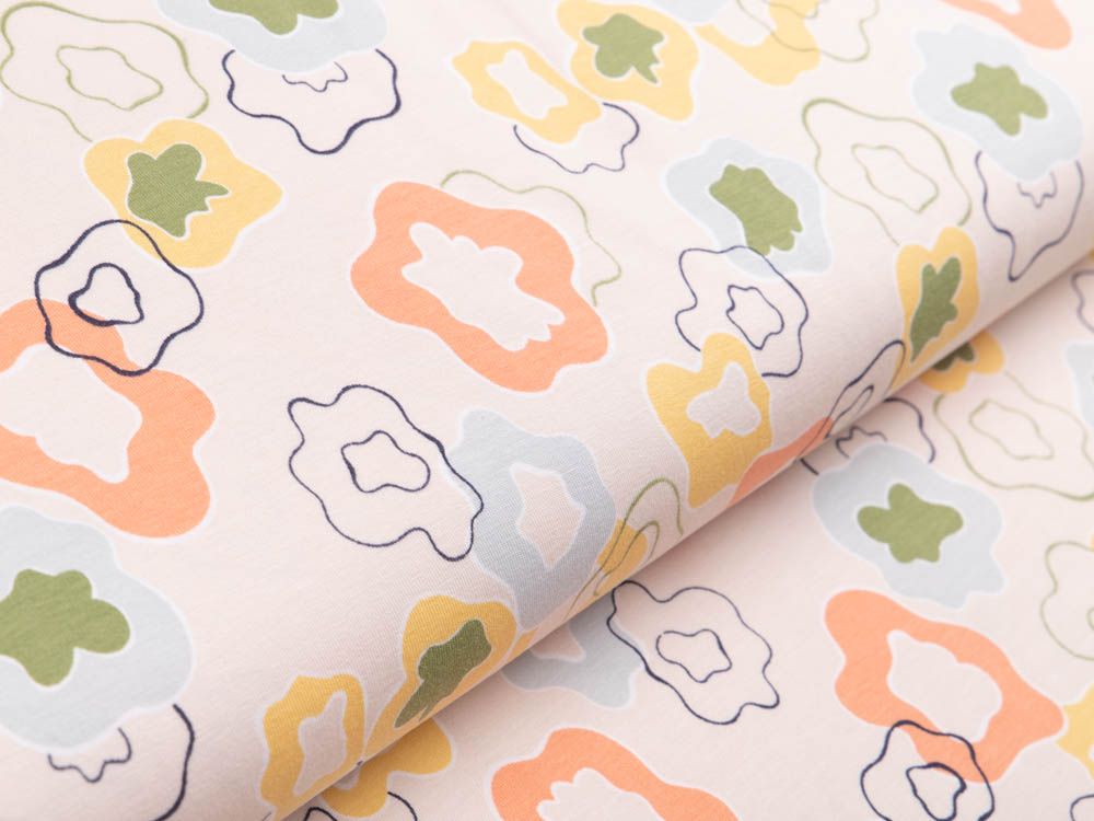 Jersey - große Farbklekse - helles beige