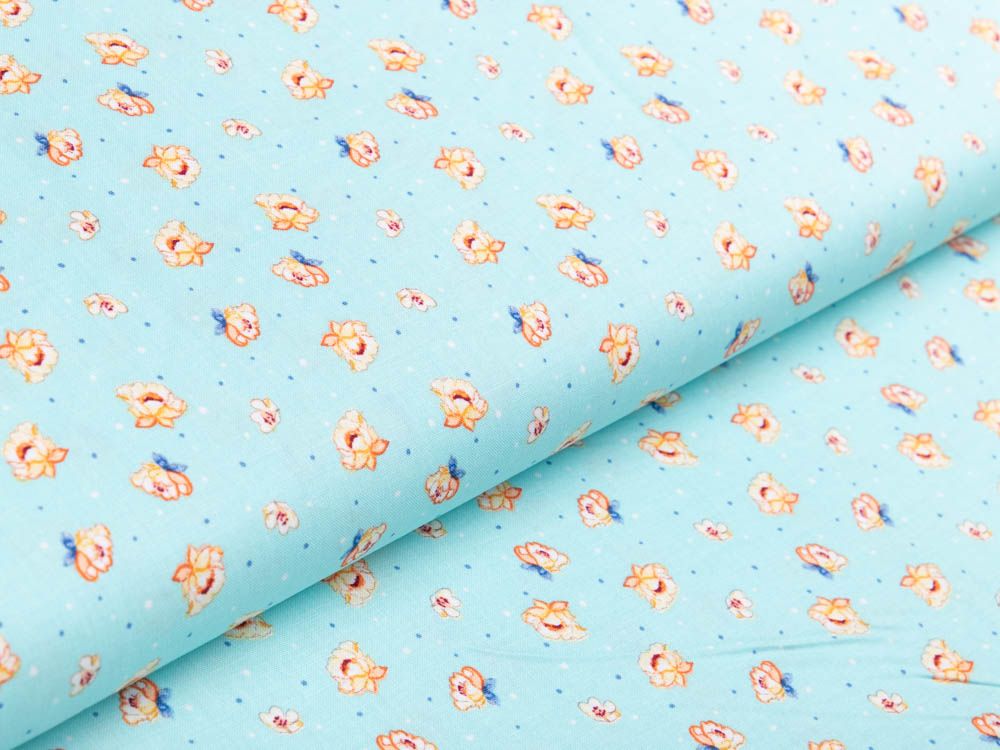 Webware Baumwolle by Klaranähta - Rosen und Pünktchen - mint