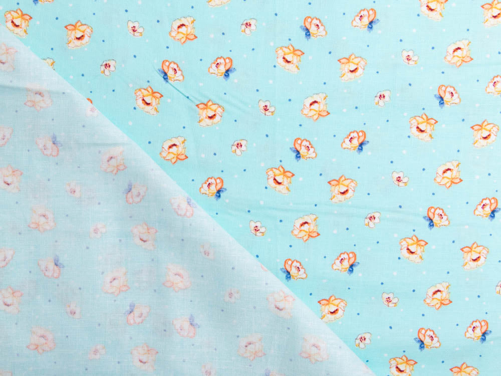 Webware Baumwolle by Klaranähta - Rosen und Pünktchen - mint