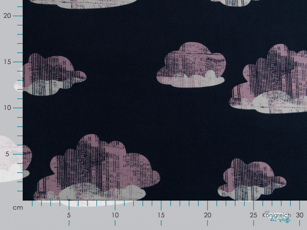 Webware Viskose Swafing Glowing Clods by Käselotti - schraffierte Wolken