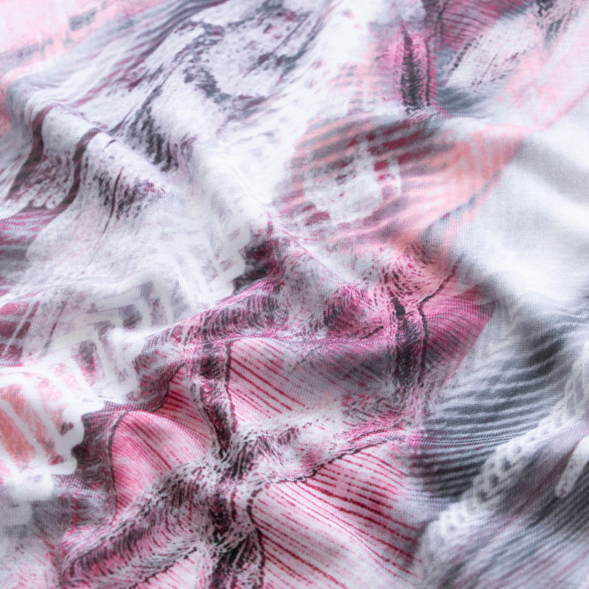 Jersey Digitaldruck - Abstraktes Muster - Weiß - Rosa