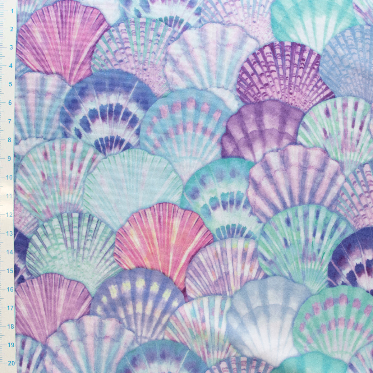 Swimwear Jersey Badestoff UV Protection UPF 50 Muscheln - babyblau