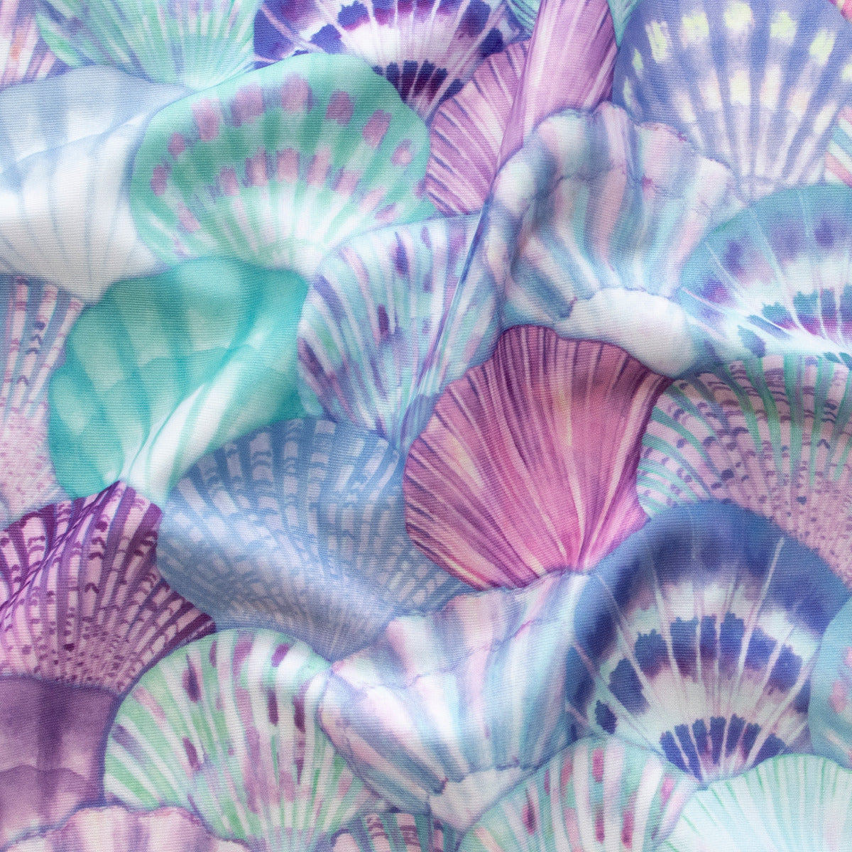 Swimwear Jersey Badestoff UV Protection UPF 50 Muscheln - babyblau