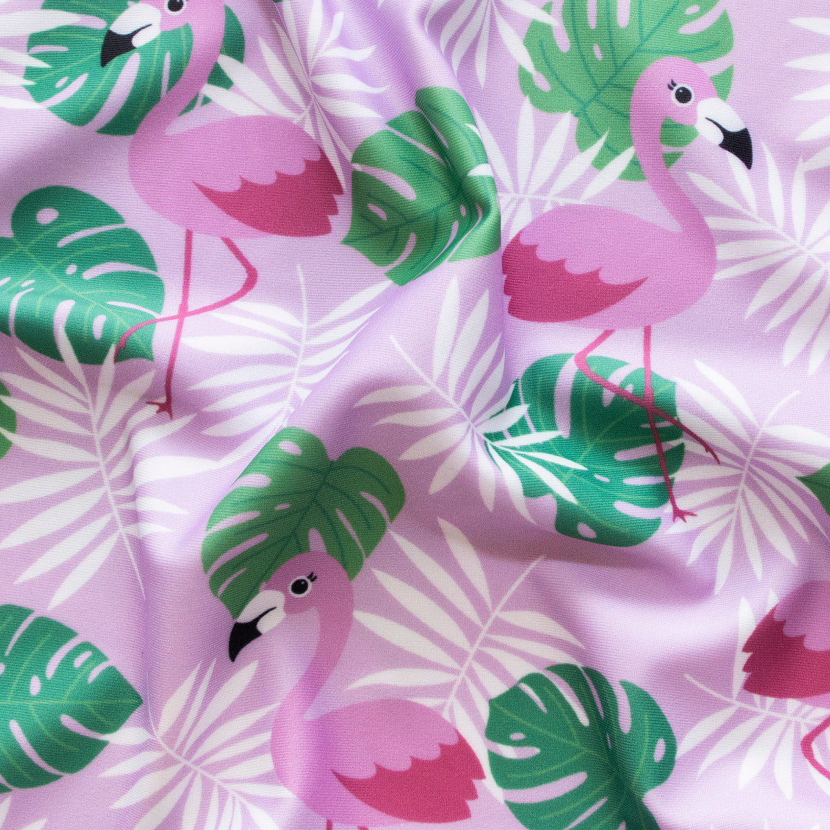 Swimwear Jersey Badestoff UV Protection UPF 50 Flamingos - rosa