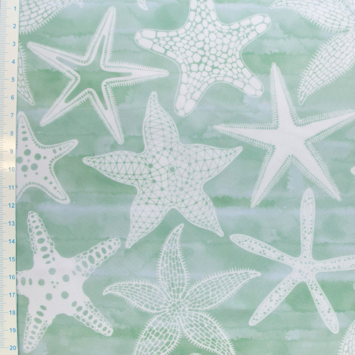 Swimwear Jersey Badestoff UV Protection UPF 50 Seesterne - mintgrün