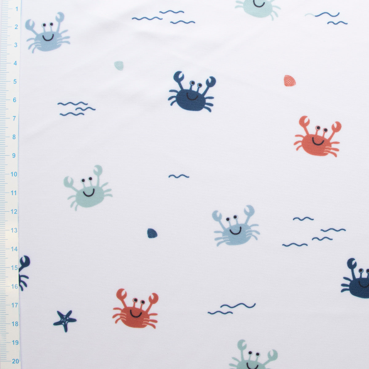 Swimwear Jersey Badestoff UV Protection UPF 50 niedliche Krabben - weiß