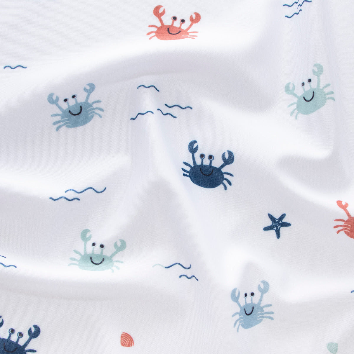 Swimwear Jersey Badestoff UV Protection UPF 50 niedliche Krabben - weiß