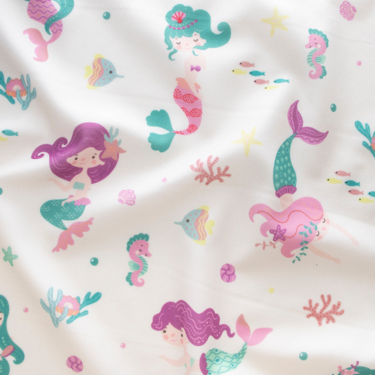 Swimwear Jersey Badestoff UV Protection UPF 50 Meerjungfrau - wollweiß