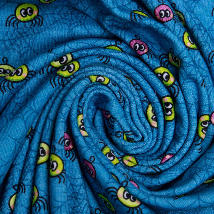 Jersey Swafing Happy Monsters by Birgit Boley - Spinnen - petrol