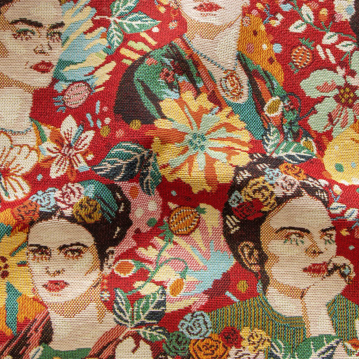Jacquard Gobelin Dekostoff - Frida Kahlo - rot