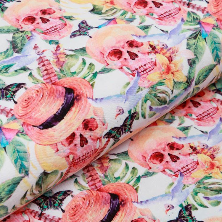 Jersey Digitaldruck - Skulls und Schmetterlinge