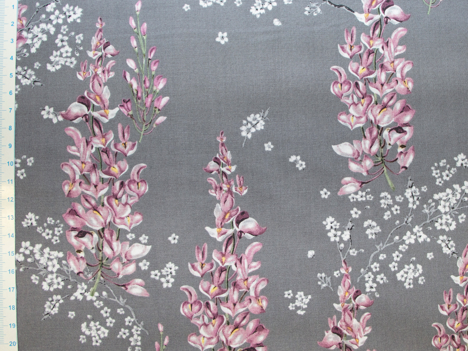 Webware Baumwolle Gütermann ring a roses - verschiedene Blumen - grau