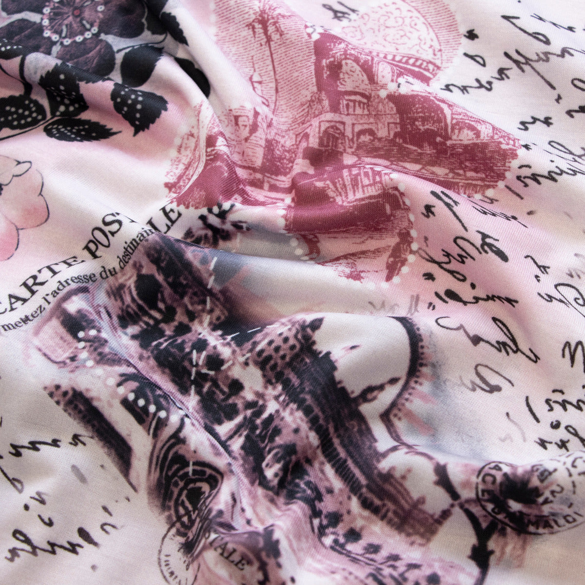 Jersey Digitaldruck - Anemonen - Weiß - Rosa