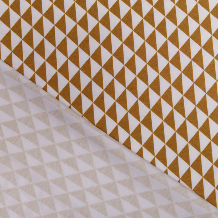 Jersey Swafing Theo - Dreiecke - weiß/senf