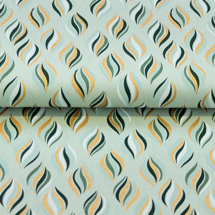 Webware Baumwolle Popeline mit Foliendruck - Verschnörkelte Weihnachtskugeln