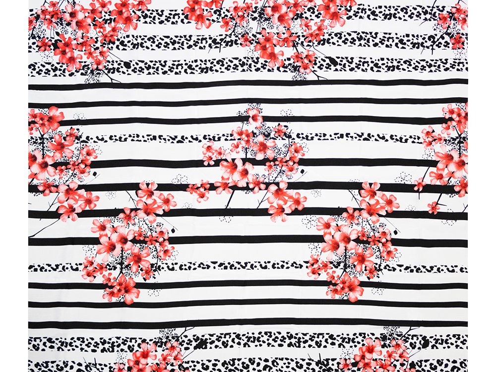 Webware Viskose PANEL ca. 130 cm x 140 cm - Hibiskusblüten - weiß