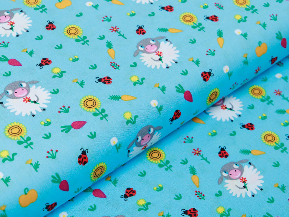 Webware Baumwolle Popeline - Schafe auf einer Wiese