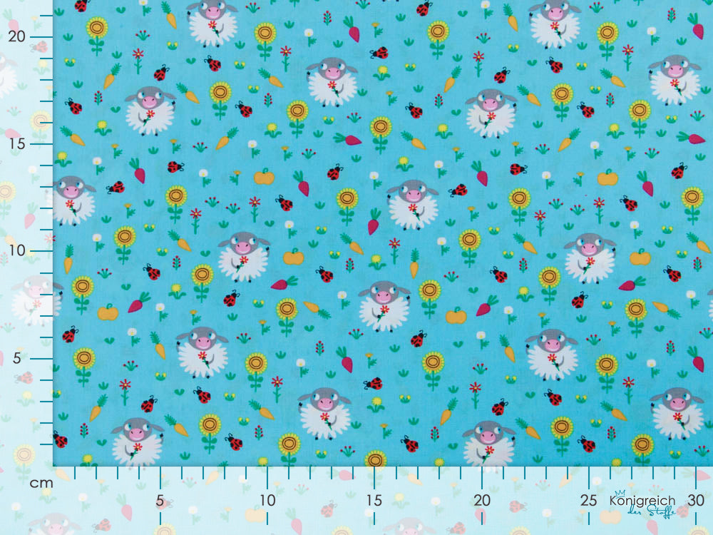Webware Baumwolle Popeline - Schafe auf einer Wiese