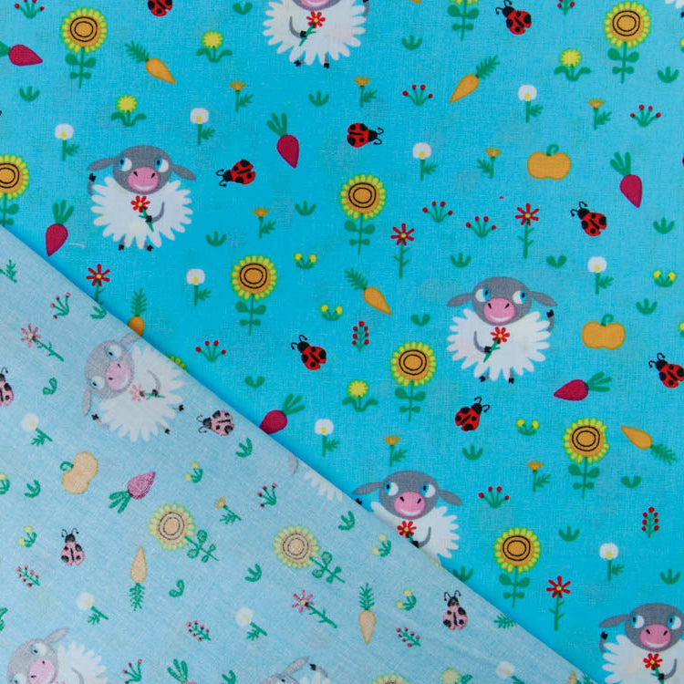 Webware Baumwolle Popeline - Schafe auf einer Wiese