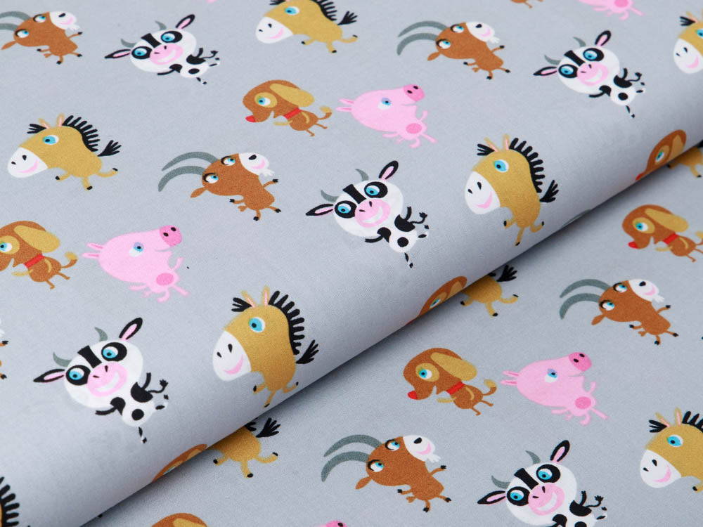 Webware Baumwolle Popeline - lustige Bauernhof-Tiere