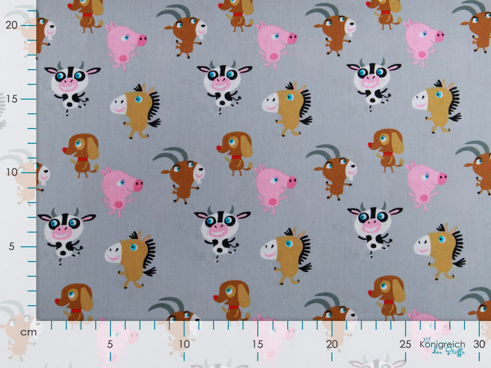 Webware Baumwolle Popeline - lustige Bauernhof-Tiere