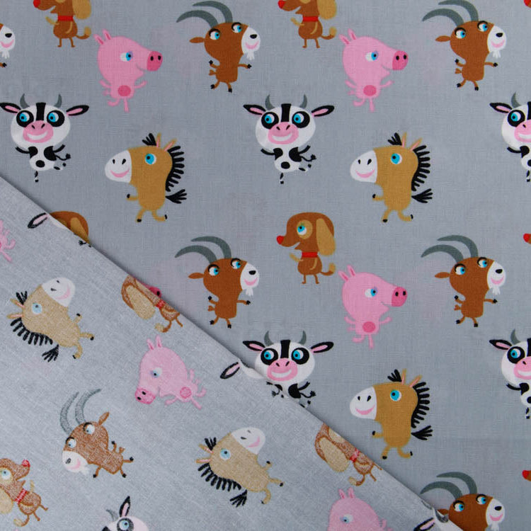 Webware Baumwolle Popeline - lustige Bauernhof-Tiere