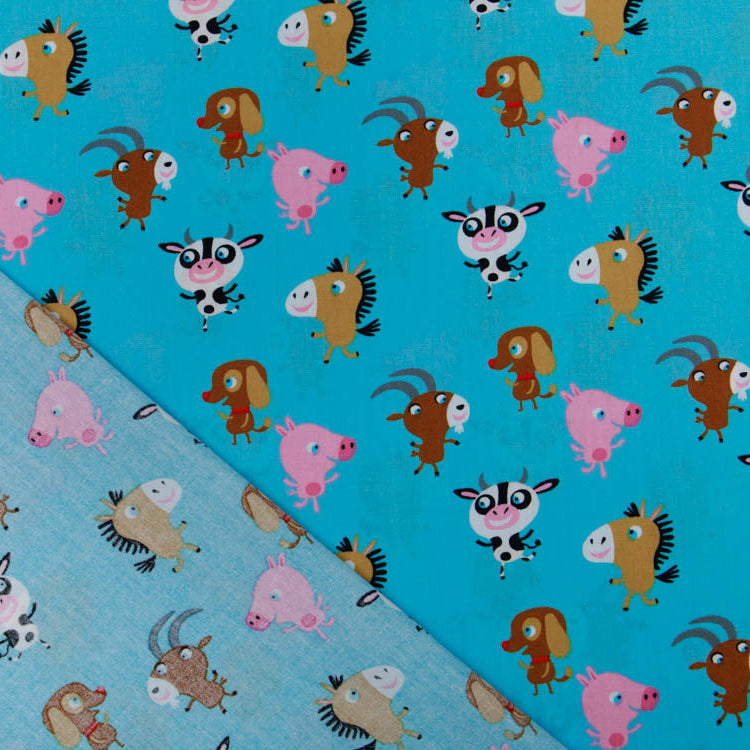 Webware Baumwolle Popeline - lustige Bauernhof-Tiere