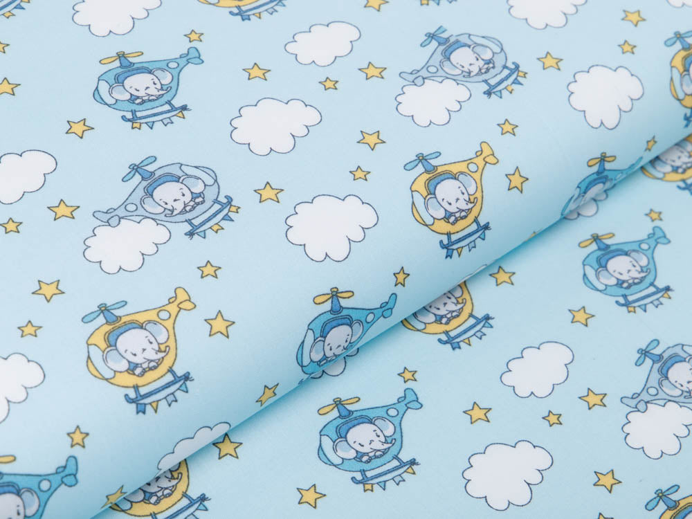 Webware Baumwolle Popeline - Elefanten im Helikopter